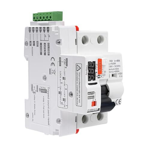 DEWIN FI-Schutzschalter mit Automatische Wiedereinschaltung, Automatischer Wiedereinschalt Leistungsschalter MCB Leitungsschutzschalter mit Digitalanzeige Typ A 2P 40A 30mA AC 230V DEWIN FI-Schutzschalter mit Automatische Wiedereinschaltung, Automatischer Wiedereinschalt Leistungsschalter MCB Leitungsschutzschalter mit Digitalanzeige Typ A 2P 40A 30mA AC 230V von DEWIN
