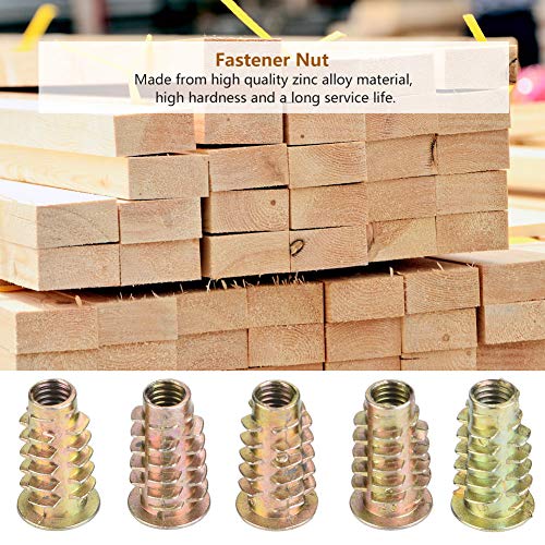 DEWIN Gewinde Einsätze Muttern 9 Typen Gewinde Einsätze für Holz 50pcs M6 Zinklegierung Innerhalb Hex -Buchse Einsatzmuttern für Holzmöbel (M6*20 mit Deckung (50pcs)) von DEWIN