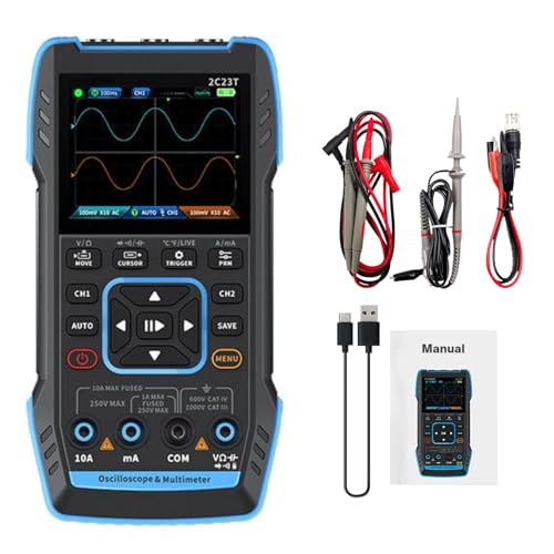 DEWIN Oszilloskop Multimeter, 3-in-1 2-kanal Oszilloskop Multimeter Signalgenerator 10 MHz Bandbreite 50 MSa/s Abtastrate von DEWIN