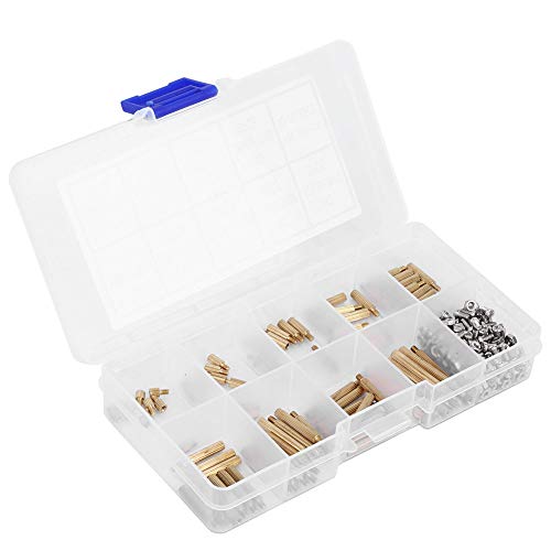 DEWIN Hex Messing Spacer -Abstandsschraubenmuttern 270pcs M2 Edelstahl Sechskantmutter Messing Sortiment Kit Accessoire von DEWIN