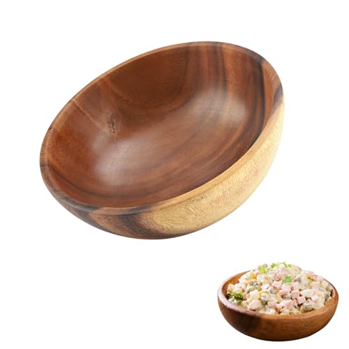 DEWIN Hölzerne Schüssel, Holzschale Feste Akazie Hölzerne Salatschüssel Küchengeräte Groß Obstschale Holz für Salat Suppe Reis (Größe : 20 * 7cm) von DEWIN