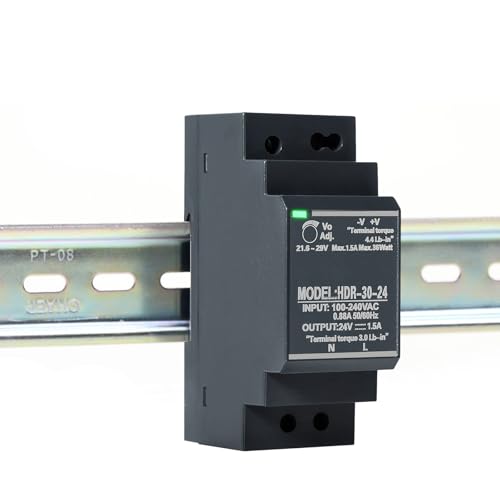 DEWIN Hutschienen Netzteil 24V, Hutschienen Schaltnetzteil DIN Schienen Netzteil Transformator für Industrielle Automatisierungsgeräte 36W 1,5A 24V von DEWIN