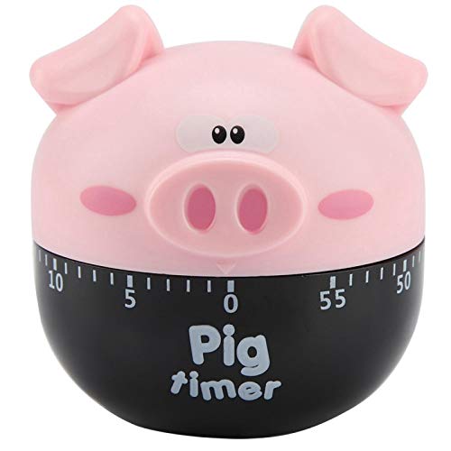 DEWIN Küchentimer, Niedlicher Cartoon Schwein Küchentimer, Mechanische Timer Zähler für das Koch Timing Werkzeug (Rosa) von DEWIN