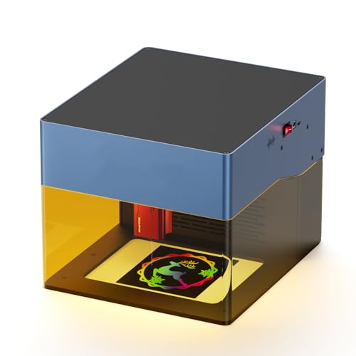 DEWIN iCube Pro 5W Laser Graviermaschine mit Rauchfilter Temperaturalarm,Tragbare Augenschutz Lasergravierer Laserschneider130 x 130 mm EU Kompletter Satz Schnitzwerkzeuge Mini Laser Engraver von DEWIN