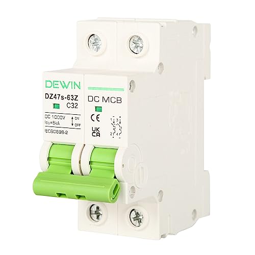 DEWIN Leitungsschutzschalter, 32A Sicherungsautomat Photovoltaik DC Trennschalter MCB Schutzschalter für PV Anlage 2P DC 1000V von DEWIN
