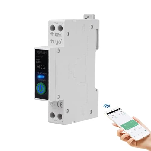 DEWIN WiFi Smart Leitungsschutzschalter, Tuya WiFi Smart Circuit Breaker mit Zeitschaltuhr Funktion und Fernsteuerung für Smart Home 40A AC 230V von DEWIN