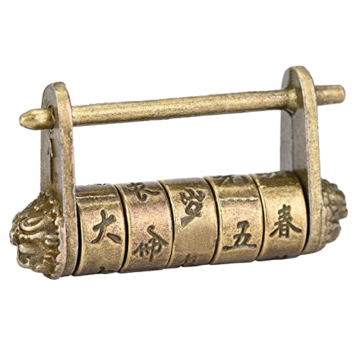 DEWIN Messing Vintage Chinesisches Vorhängeschloss Chinesisch Vintage Vorhängeschloss Antike Retro -Stil Kombination Schloss Bronze für Schmuckschachtel Mini Schränke Schubladen von DEWIN