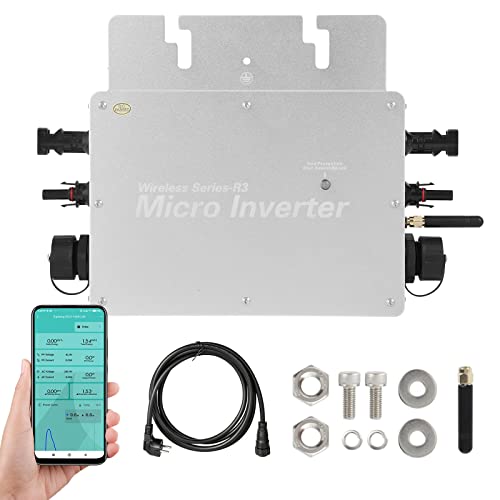 DEWIN Micro Wechselrichter 800W, MPPT Grid Tie Micro Inverter Solar Wechselrichter Wasserdichter Grid-Connect-Wechselrichter mit WiFi-Handy-Überwachungssystem for Solarpanel-Balkonkraftwerk, Silber von DEWIN