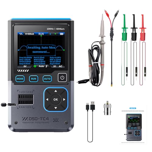 DEWIN Oszilloskop, 3 in 1 DSO-TC4 Oscilloscope Transistortester Signalgenerator 10 MHz Bandbreite 48 MSa/s Abtastrate von DEWIN