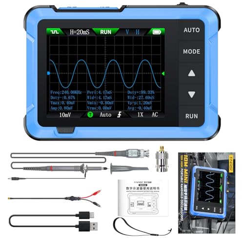 DEWIN Oszilloskop, DSO510 Handheld Digital Oszilloskop 2-in-1 Oszilloskop Signalgenerator 10 MHz Bandbreite 48 MS/s Abtastrate mit 2,4-Zoll TFT von DEWIN