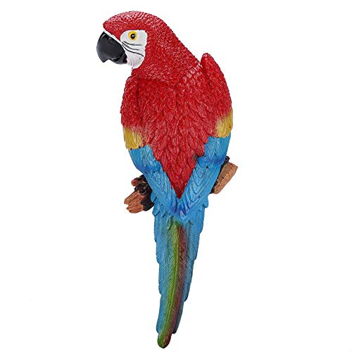 DEWIN Papagei Figuren - Papagei Modell Spielzeug Harz lebensechte Vogel Ornament Figur Papagei Modell Spielzeug Garten Skulptur Wanddekoration(Red Right) von DEWIN