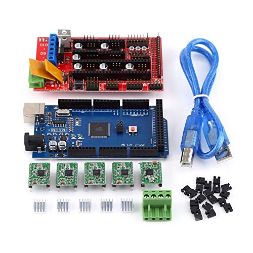 DEWIN Rampen 1.4 3D Kantentaster, 1.4 Controller + R3 Board + A4988 Treiberzubehör mit Kühlkörper USB Calbe Jumper Set für Professionelle 3D Drucker Motherboard Kit von DEWIN