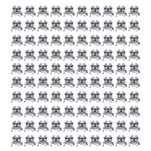 DEWIN Reihenklemmen Hutschiene, 100 Stück UK-2.5B Schraubklemmenblock DIN Schienenmontage Durchgangsklemme Hutschiene 690V 32A von DEWIN