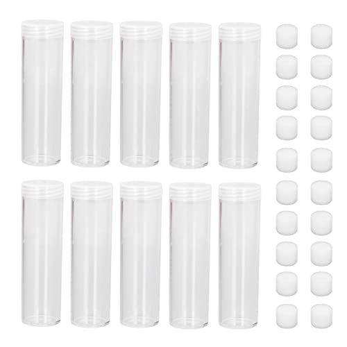 DEWIN Runde, Durchsichtige Münzröhre, Kunststoff-Münzaufbewahrungsröhren Münzsammelbedarf Mit Polsterschwamm Für 25 Mm/0,98 Zoll Münzen Münzsammlung von DEWIN