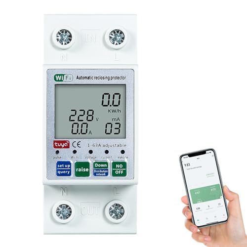 DEWIN Stromzähler Hutschiene, Smart Energy Meter Tuya WiFi Intelligent Wiedereinschaltschutz Stromspannungsüberwachung Strommesser Strommessgerät DEWIN Stromzähler Hutschiene, Smart Energy Meter Tuya WiFi Intelligent Wiedereinschaltschutz Stromspannungsüberwachung Strommesser Strommessgerät von DEWIN