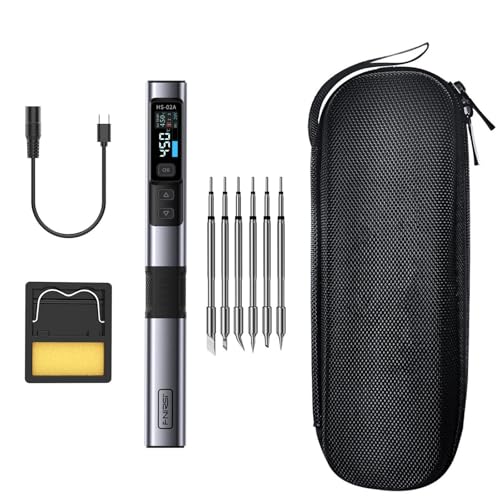 DEWIN Smart Soldering Iron Kit, HS-02A Intelligentes Digitales Lötkolben Set Temperatur Einstellbar 100-450 °C PD 100W Konstante Temperatur mit 6 Lötköpfen DEWIN Smart Soldering Iron Kit, HS-02A Intelligentes Digitales Lötkolben Set Temperatur Einstellbar 100-450 °C PD 100W Konstante Temperatur mit 6 Lötköpfen von DEWIN