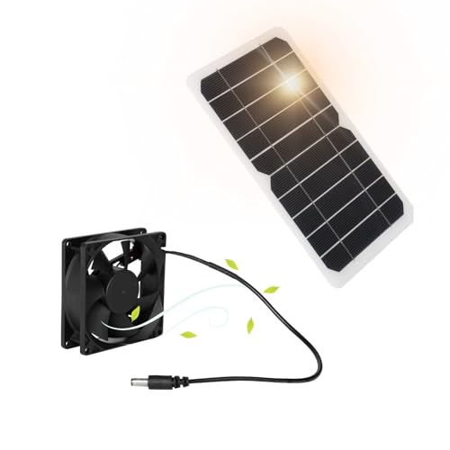 DEWIN Solarpanel Abluftventilator, 10W 5V Solarbetriebener Abluftventilator IP65 Wasserdichtes Solarpanel-Ventilator-Set for Outdoor, Haustierhaus, Hühnerstall, Gewächshaus, Camping von DEWIN