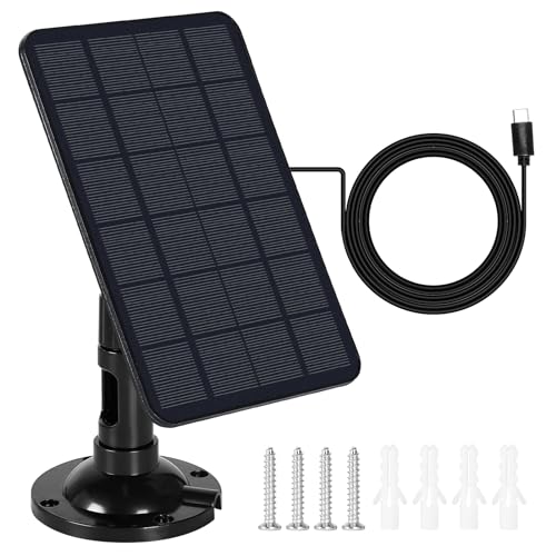 DEWIN Solarpanel für Überwachungskamera Aussen, 7W 5V Solarpanel für Außenüberwachungskamera 360° verstellbare Halterung Micro Type C Schnittstelle von DEWIN