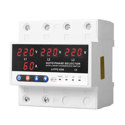 DEWIN Spannungsschutz, Dual-Display 3-Phasen-Wahl-Voltmeter AC220V 63A Einstellbarer Über- und Unterspannungsschutz DEWIN Spannungsschutz, Dual-Display 3-Phasen-Wahl-Voltmeter AC220V 63A Einstellbarer Über- und Unterspannungsschutz von DEWIN