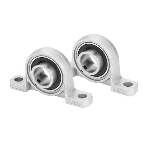 DEWIN Stehlager 20mm,Lagerbock 20mm Lametta Silber Stehlager Flanschbohrung Automatische Selbstjustierung Center Mounted Support (2St) von DEWIN