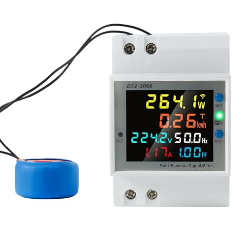 DEWIN Stromzähler Hutschiene, 6 in 1 WiFi Smart Digitaler Stromzähler DIN-Schienen Wechselstromzähler Energiezähler kWh Zähler mit Geschlossenem Typ CT AC 40-300V 100A DEWIN Stromzähler Hutschiene, 6 in 1 WiFi Smart Digitaler Stromzähler DIN-Schienen Wechselstromzähler Energiezähler kWh Zähler mit Geschlossenem Typ CT AC 40-300V 100A von DEWIN