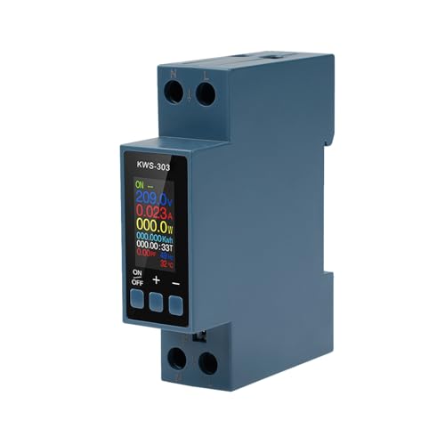 DEWIN Stromzähler Hutschiene, 8-in-1 KWS-303 Voltmeter Wattmeter Ausschalter AC Spannung Strom Leistungsmesser Energie Monitor 40A AC 230V DEWIN Stromzähler Hutschiene, 8-in-1 KWS-303 Voltmeter Wattmeter Ausschalter AC Spannung Strom Leistungsmesser Energie Monitor 40A AC 230V von DEWIN