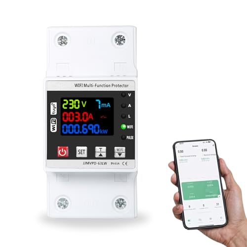 DEWIN Stromzähler Hutschiene WLAN, Tuya WiFi Intelligenter Wiedereinschaltschutz Schalter WiFi Stromzähler mit Überspannungsschutz/Unterspannungsschutz 63A AC 230V DEWIN Stromzähler Hutschiene WLAN, Tuya WiFi Intelligenter Wiedereinschaltschutz Schalter WiFi Stromzähler mit Überspannungsschutz/Unterspannungsschutz 63A AC 230V von DEWIN
