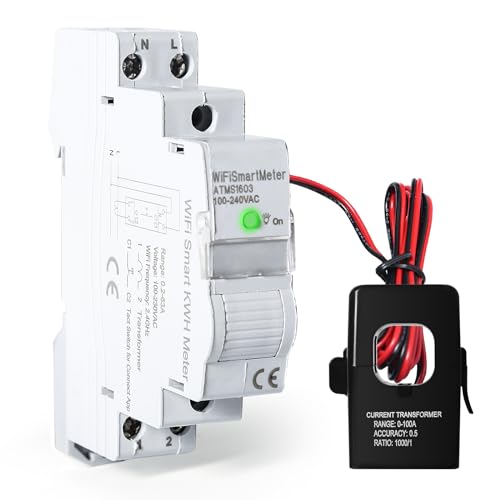 DEWIN Stromzähler WLAN Hutschiene, ATMS1603 Einphasiger WiFi Intelligenter Energiezähler Tuya Smart WiFi Schalter DIN Schiene Präzise Messung Voltmeter Amperemeters AC 230V DEWIN Stromzähler WLAN Hutschiene, ATMS1603 Einphasiger WiFi Intelligenter Energiezähler Tuya Smart WiFi Schalter DIN Schiene Präzise Messung Voltmeter Amperemeters AC 230V von DEWIN