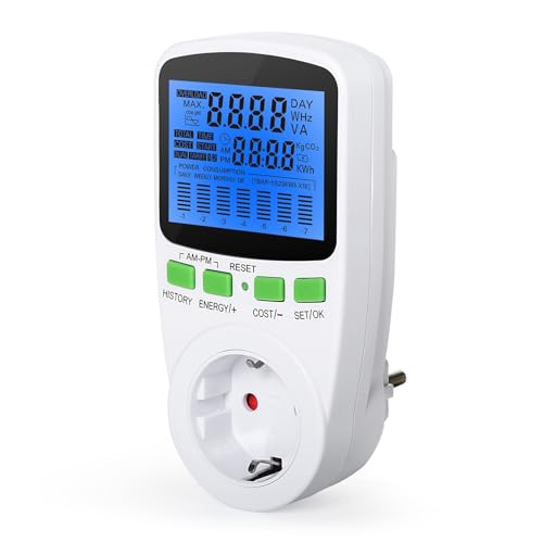 DEWIN Stromzähler für Steckdose, Stromverbrauch Messgerät Digitaler Strommessgerät Steckdose LCD Stromverbrauchsmesser kWh Zähler Steckdose 16A AC 230V DEWIN Stromzähler für Steckdose, Stromverbrauch Messgerät Digitaler Strommessgerät Steckdose LCD Stromverbrauchsmesser kWh Zähler Steckdose 16A AC 230V von DEWIN