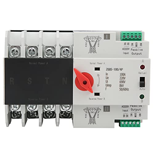 DEWIN Automatischer Transferschalter, 4P 220V ATS Dual Power Automatic Transfer Switch DIN-Schiene Leistungsschalter Umschalter ZGQ5-100 von DEWIN