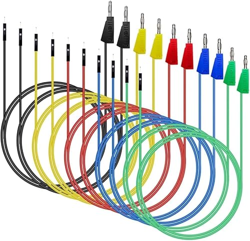 DEWIN Bananenstecker zu Breadboard, 10 Stück Steckbrett Bunte P1532 PA silicone Flexible Silikon-Elektrotestkabelleitung für Autoreparaturen Labor-Multimetertests 11.81in von DEWIN