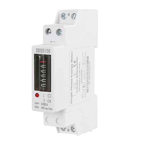 DEWIN Stromzähler, 1P Wechselstromzähler Hutschiene 1 phasig kWh Zähler 5(32) A Elektronischer Stromverbrauchszähler Energiezähler AC 220V von DEWIN