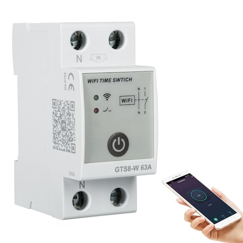 DEWIN Zeitrelais, Intelligenter Schalter Intelligente WiFi Zeitschaltuhr GTS8-W 2P 63A Smart Home Fernbedienungsschalter Zeitschaltuhren AC220V DEWIN Zeitrelais, Intelligenter Schalter Intelligente WiFi Zeitschaltuhr GTS8-W 2P 63A Smart Home Fernbedienungsschalter Zeitschaltuhren AC220V von DEWIN