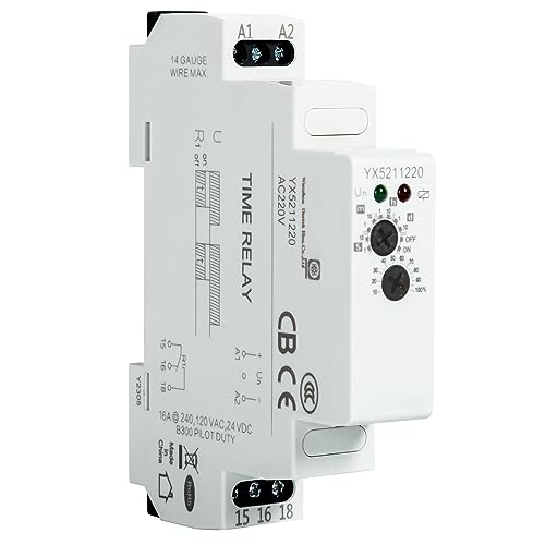 DEWIN Zeitrelais, Verzögerungszeitrelais Zeitschaltuhr Hutschiene Elektronisch Einstellbares 0,1 s-10 Tage Relais 16A AC220V von DEWIN