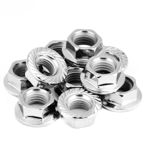 DEWIN Sechskantmutter，Hex Flanschmuttern 10pcs M10x1.25 Flanschmuttern Setzen Sie Eisen Chrom Hex mit Pad für Home Office Appliance Kommunikationsausrüstung Maschinenindustrie von DEWIN