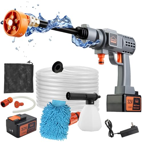 DEWINNER Akku Hochdruckreiniger, Tragbare Hochdruck Akku-Hochdruckreiniger mit 2.6Ah Akku, 6-in-1-Düsen, Hochdruckreiniger für Autos, für die Reinigung von Autos, Gärten und Terrassen DEWINNER Akku Hochdruckreiniger, Tragbare Hochdruck Akku-Hochdruckreiniger mit 2.6Ah Akku, 6-in-1-Düsen, Hochdruckreiniger für Autos, für die Reinigung von Autos, Gärten und Terrassen von DEWINNER