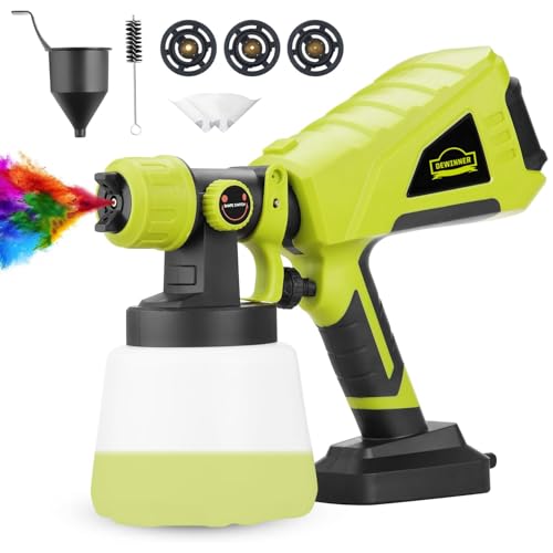 Dewinner Farbspritzpistole, 550 W, 100 DIN/S, elektrisch, abnehmbarer Behälter 1000 ml, Durchfluss 1000 ml/min, mit drei Düsengrößen (φ1,0 mm, φ1,8 mm, φ2,6 mm), HVLP Technologie von DEWINNER