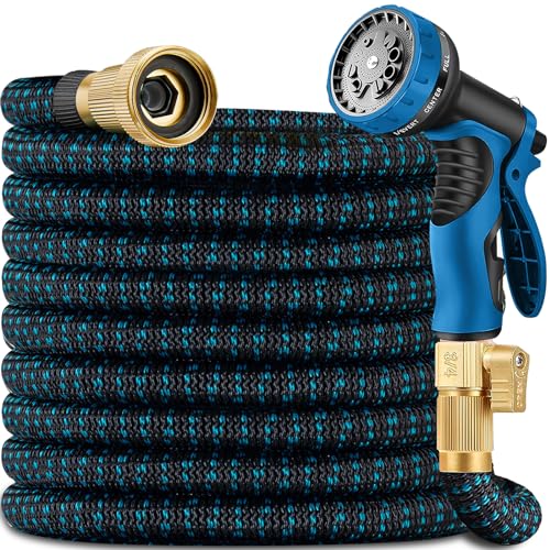 Erweiterbarer Gartenschlauch, 61 m, ausziehbarer Wasserschlauch, kein Knicken, leichter, flexibler Schlauch mit 3-lagigem Latexkern und 1,9 cm massiven Armaturen – 61 m einziehbares dehnbares Erweiterbarer Gartenschlauch, 61 m, ausziehbarer Wasserschlauch, kein Knicken, leichter, flexibler Schlauch mit 3-lagigem Latexkern und 1,9 cm massiven Armaturen – 61 m einziehbares dehnbares von DEWNEWS