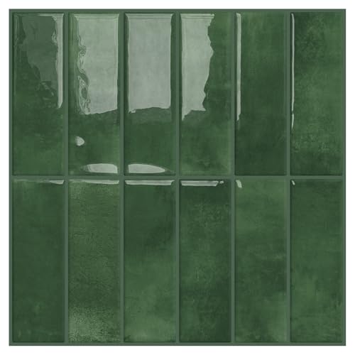 DEWOO 20-Stück Fliesenaufkleber Klebefliesen Grün Metro Fliesen Selbstklebend Wandfliesen Fliesenfolie Küche Bad Rechteckig, (30.5 x 30.5 cm) von DEWOO
