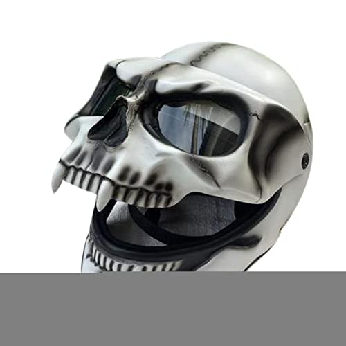 DEWU Geister Skelett Helme | Ghost Skull Helme Full Face,Motorradbrillen-Gesichtsabdeckung, Schädel-Motocross-Reitsonnenbrille Comic-Rolle Cos von DEWU