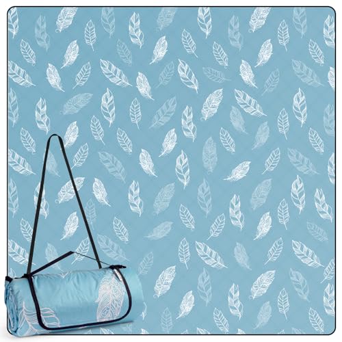 DEWUR Picknickdecke wasserdicht waschbar, Stranddecke Sandfrei XXL Campingdecke Strandmatte isoliert mit wasserdichter Unterseite (200 x 200 cm, Blau) von DEWUR
