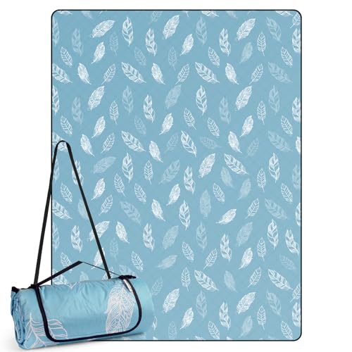 DEWUR Picknickdecke wasserdicht waschbar, Stranddecke Sandfrei XXL Campingdecke Strandmatte isoliert mit wasserdichter Unterseite (300 x 200 cm, Blau) von DEWUR