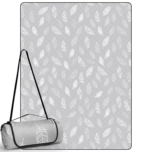 DEWUR Picknickdecke wasserdicht waschbar, Stranddecke Sandfrei XXL Campingdecke Strandmatte isoliert mit wasserdichter Unterseite (300 x200 cm, Grau) von DEWUR
