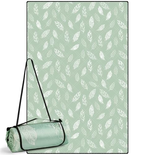 DEWUR Picknickdecke wasserdicht waschbar, Stranddecke Sandfrei XXL Campingdecke Strandmatte isoliert mit wasserdichter Unterseite (Grün, 300 x 200 cm) von DEWUR