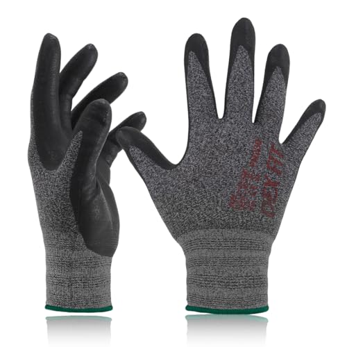 DEX FIT Nitrilschaum Arbeitshandschuhe FN330; 3D-Komfort, Dehnbare Passform, Griff, Dünn und Leicht, Touchscreen, Langlebig, Atmungsaktiv, Maschinenwaschbar; Schwarz Grau M (8) 1 Paar von DEX FIT