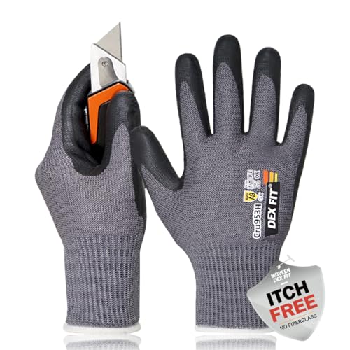 DEX FIT Schnittschutzhandschuhe CRU953H – Level A9, Touchscreenfähig, Dünn & Atmungsaktiv, Rutschfest, Komfort-Fit, ohne Glasfaser, Profi-Handschuhe für Bau & Industrie, Steel Grey A9, XS (6) 1 Paar von DEX FIT