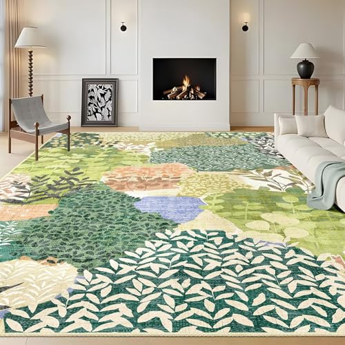 DEXDE Großer Teppich, 22,9 x 30,5 cm, Blumenmuster, waschbar, Boho-Druck, Vintage, niedriger Flor, rutschfester Teppich für Schlafzimmer, Kinderzimmer, Küche, Spielzimmer, Büro, Esszimmer, Grün DEXDE Großer Teppich, 22,9 x 30,5 cm, Blumenmuster, waschbar, Boho-Druck, Vintage, niedriger Flor, rutschfester Teppich für Schlafzimmer, Kinderzimmer, Küche, Spielzimmer, Büro, Esszimmer, Grün von DEXDE