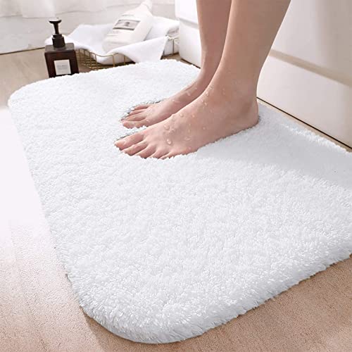 DEXI Badematte rutschfeste 60 x 90 cm, Badteppich Waschbar, Absorbierende weicher Badezimmerteppich, Mikrofaser Badvorleger für Dusche,Badewanne und Waschbecken, Weiß von DEXI