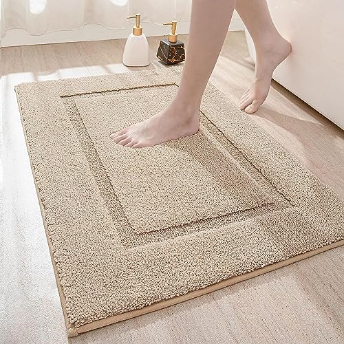 DEXI Badezimmerteppich 40 x 60 cm, Badteppich rutschfest Waschbar, weicher Badematte, Mikrofaser Absorbent Badvorleger, Badematten für Badewanne, Duschraum und Badezimmer - Beige von DEXI