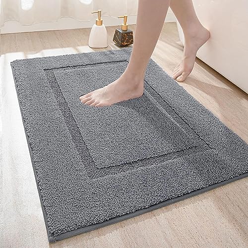 DEXI Badezimmerteppich 40 x 60 cm, Badteppich rutschfest Waschbar, weicher Badematte, Mikrofaser Absorbent Badvorleger, Badematten für Badewanne, Duschraum und Badezimmer - Grau von DEXI